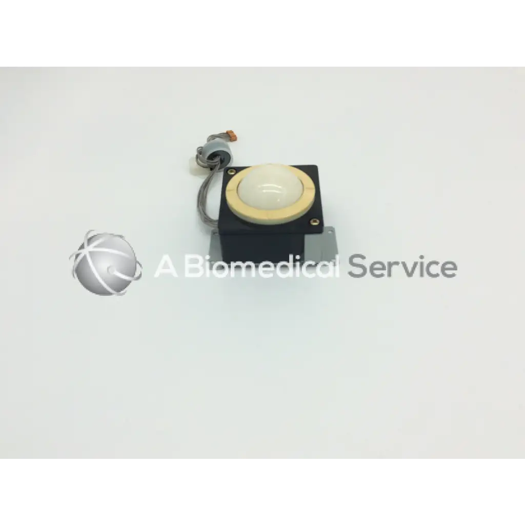 Black rectangular housing with cream domed button and beige surround on kanda tsushin kogyo track ball tre-201