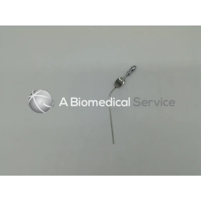 A sleek metallic karl storz 10 fr suction tip with a curved shaft and small rounded handle for surgical use