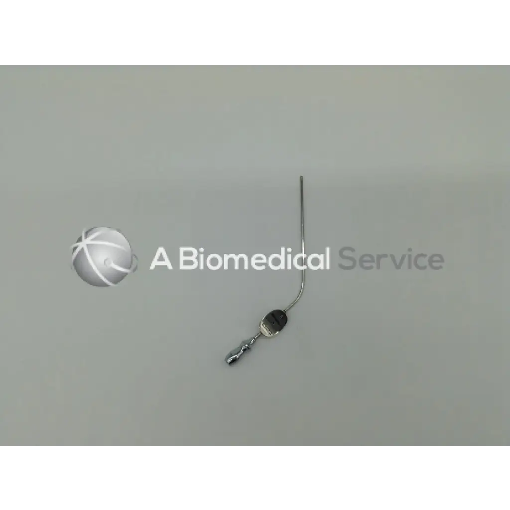 Silver karl storz 10 fr suction tip slender medical instrument with curved shaft and small cylindrical component