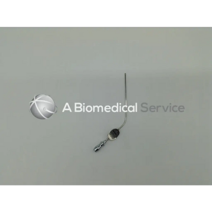 Silver karl storz 10 fr suction tip slender medical instrument with curved shaft and small cylindrical component