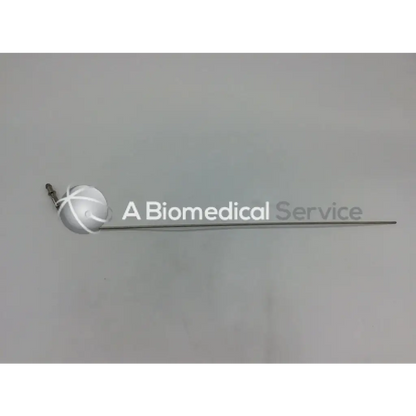 Silver rigid suction tube with spherical head featuring white crosshatch markings and slender metallic shaft by karl storz