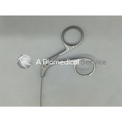 Silver karl storz 26160 ehw semi rigid scissors with curved ergonomic handle for precise medical procedures