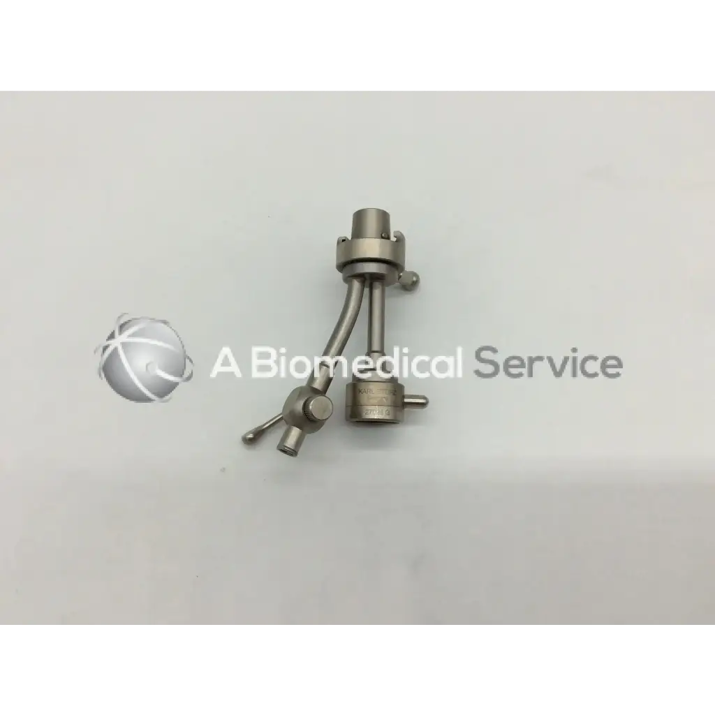Silver karl storz 27025 g single port urological telescope bridge with articulated arms and adjustment knobs