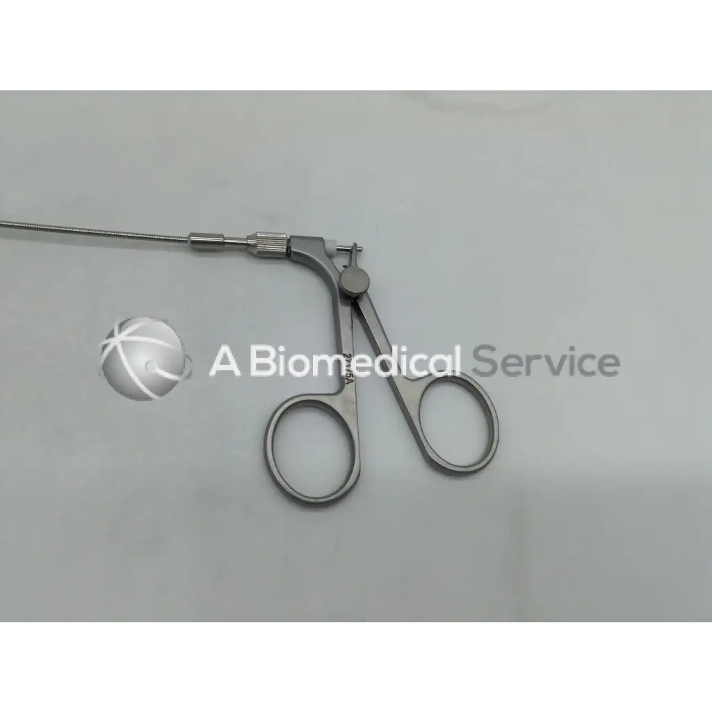 Silver karl storz 27175a flexible foreign body removal forceps with long shaft and circular handles for cystoscope use