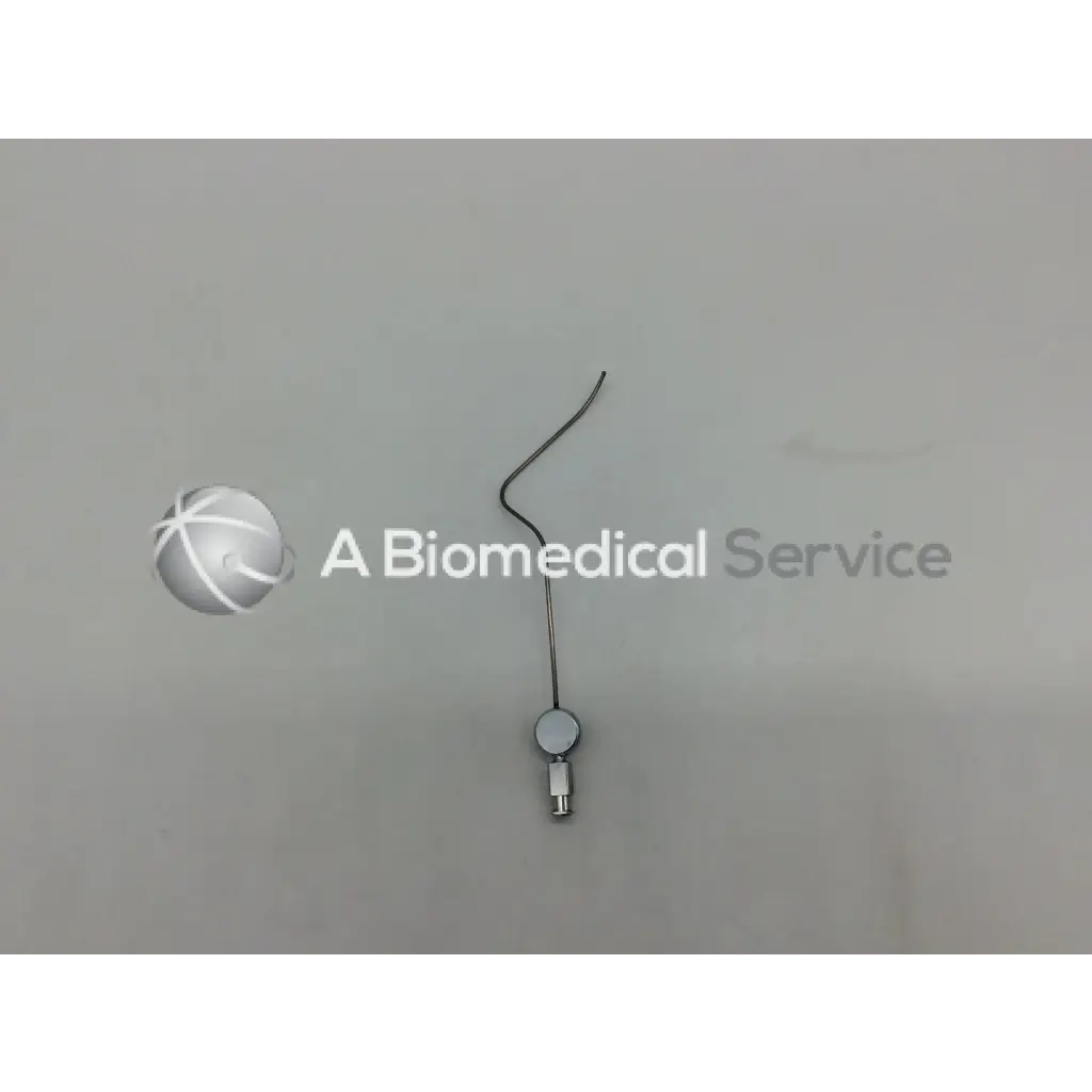 Silver metallic dental mirror handpiece instrument with curved handle and circular head karl storz 28035 a ac5-287