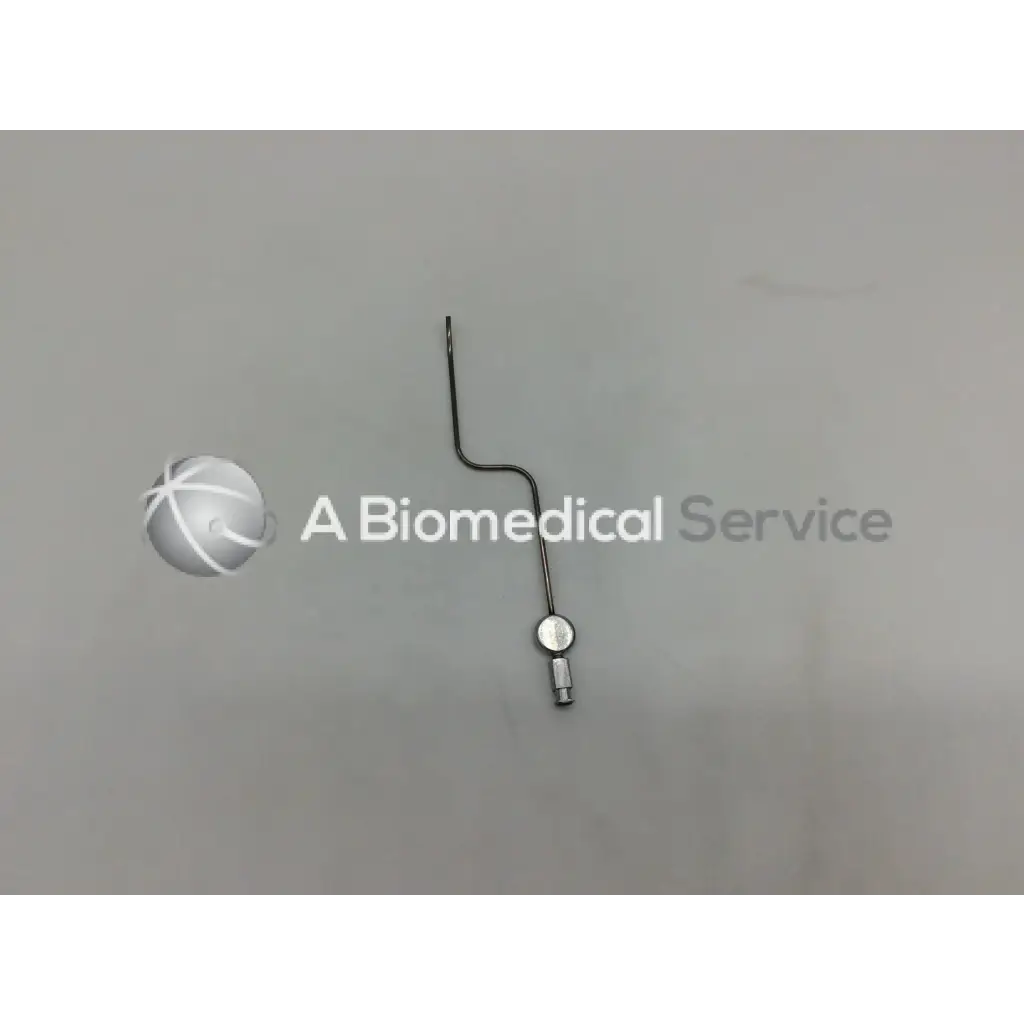 Metallic karl storz 28035 b handpiece instrument with curved slender shaft and circular base component