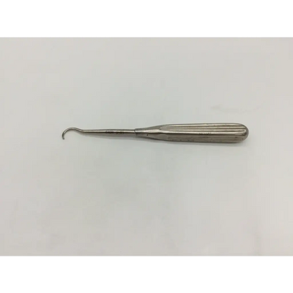 Silver kirwan 50-1007 ligature carrier fine with ribbed handle and curved hook tip fine curved awl surgical instrument