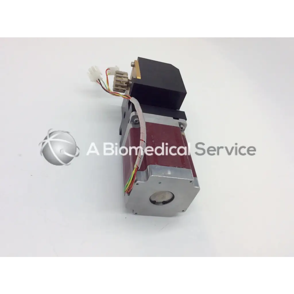 Red and silver kollmorgen powerpac k32hrhk-lnk-ns-00 1.8 degree step motor with black top housing and multi-colored wiring