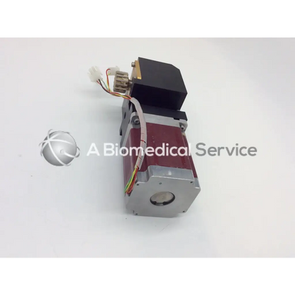 Red and silver kollmorgen powerpac k32hrhk-lnk-ns-00 1.8 degree step motor with black top housing and multi-colored wiring