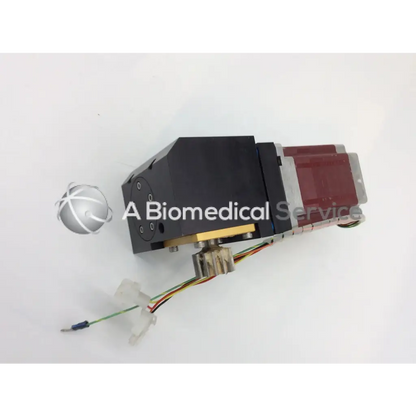 Black and maroon kollmorgen powerpac k32hrhk-lnk-ns-00 1.8 degree step motor with silver spherical component and wiring