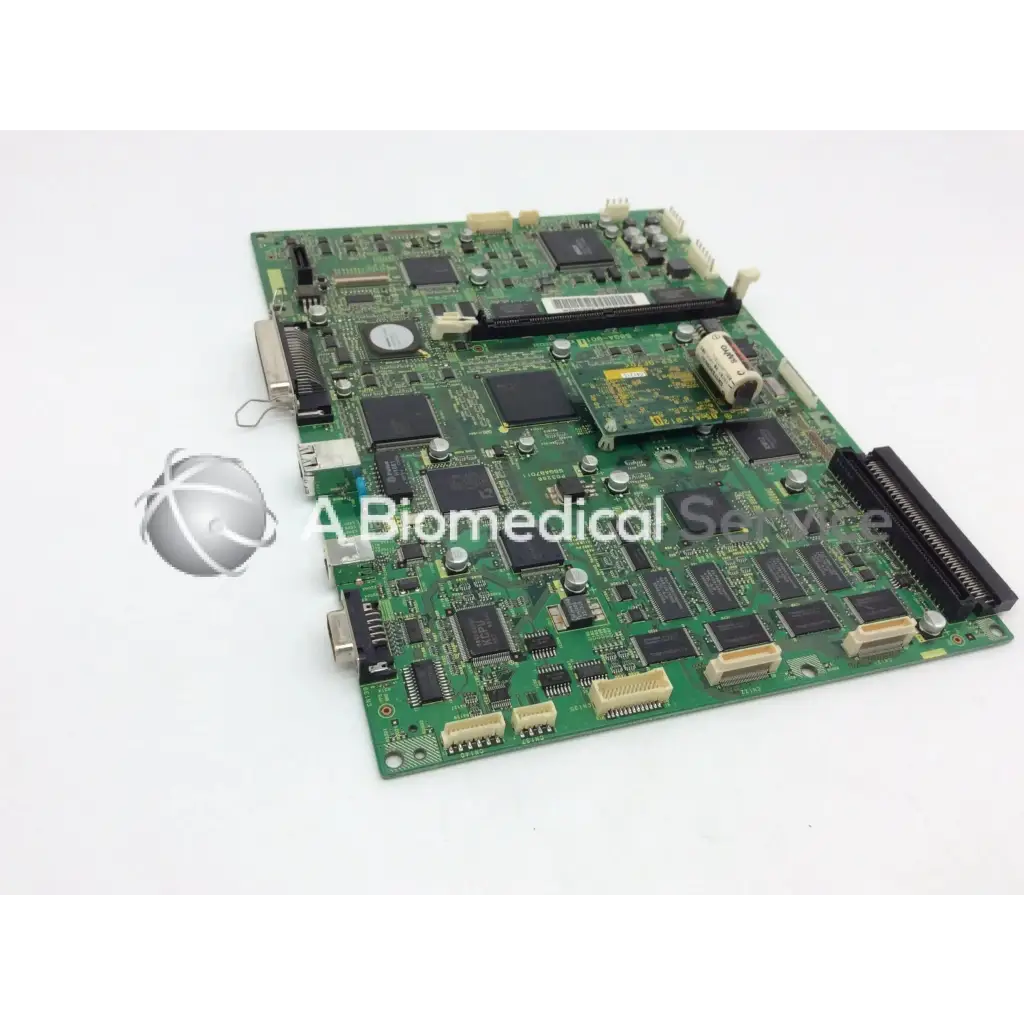Green konica circuit control board with black integrated circuits and connectors for electronic device management