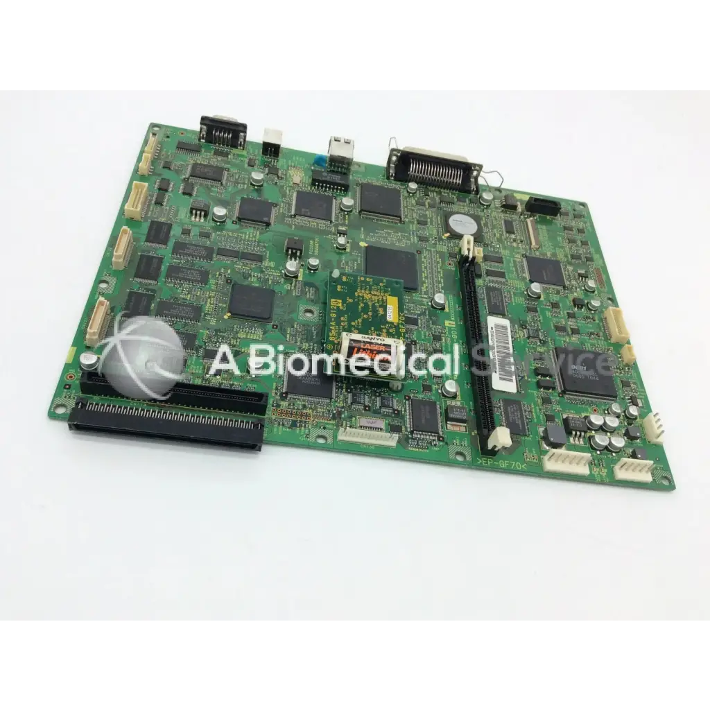 Green konica circuit control board with black integrated circuits and white label marked 3ep-6f704 for ep-gf70 model