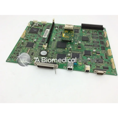 Green konica circuit control board with black integrated circuits and connectors for EP-GF70 device control