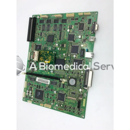 Green konica circuit control board ep-gf70 with black integrated circuits and connectors for electronic device control