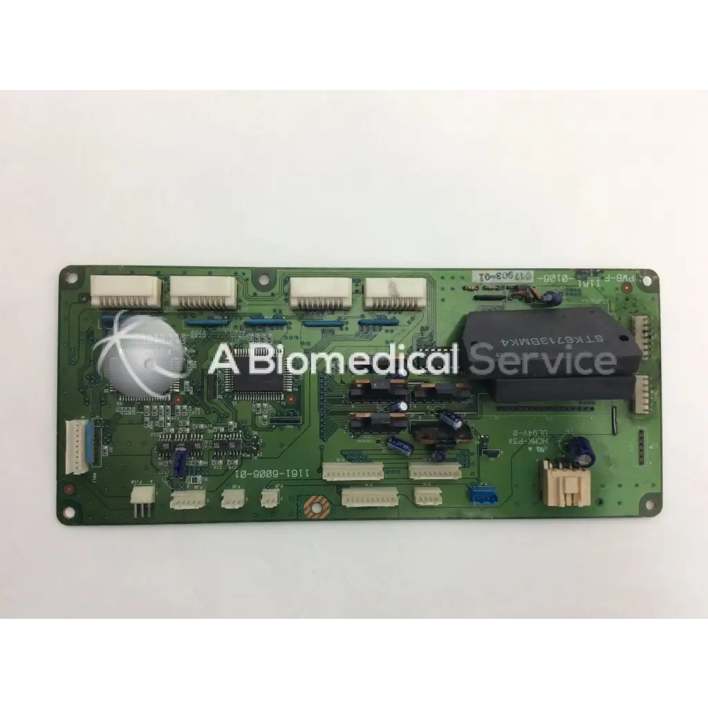 Green rectangular konica minolta pwb-f board with electronic components and connectors stk6713bmk4 bbcf1-1