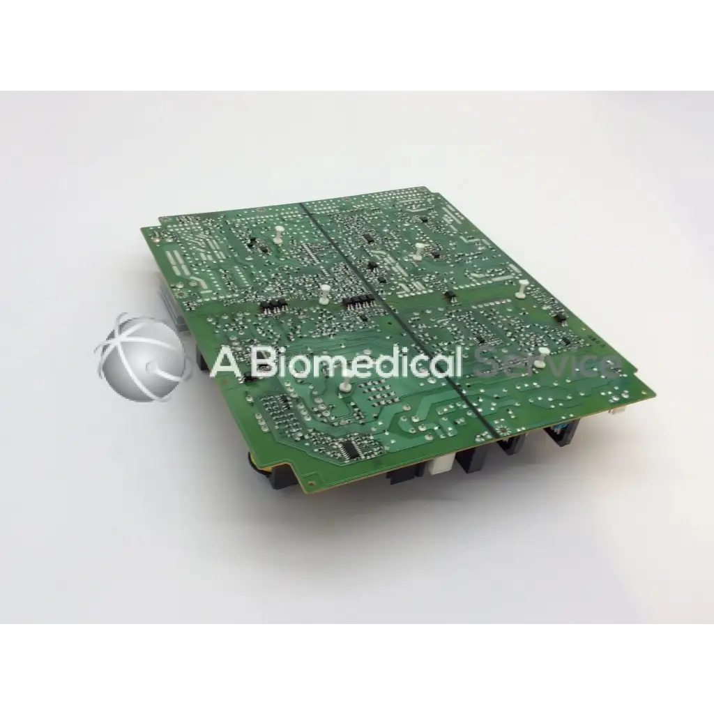 Green rectangular konika minolta power supply board mpw4961 with silver traces and electronic components mounted on surface