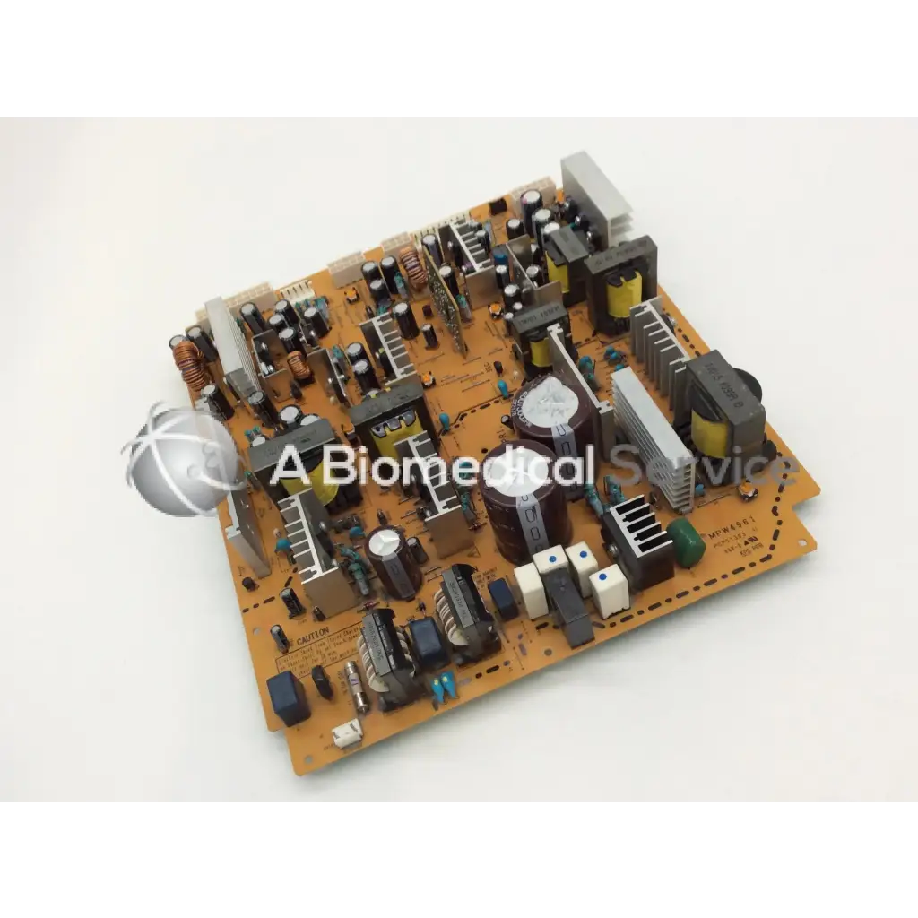 Orange konika minolta power supply board mpw4961 with capacitors resistors and heat sinks for reliable power control