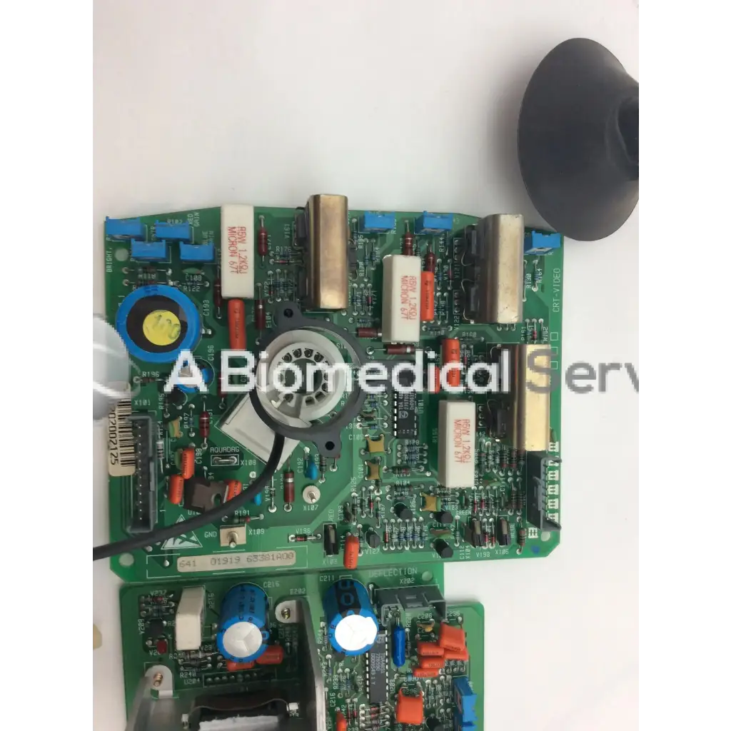 Lares 105 8219 253 3677.1 3119 203 3619.1 bbce5-3 green circuit board with blue orange capacitors and white resistors