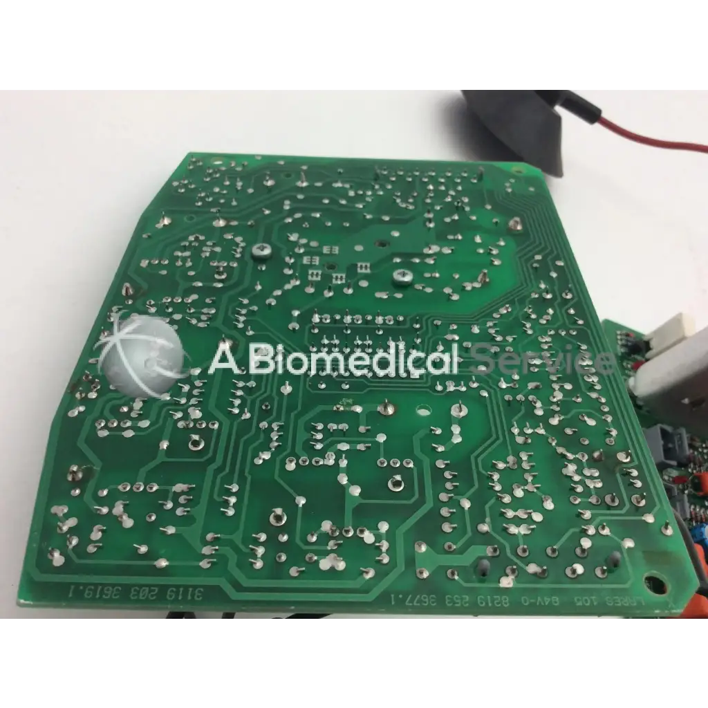 Green rectangular bbce5-3 circuit board with silver soldered components and printed text for lares 105 8219 253 3677.1 3119 203 3619.1 board