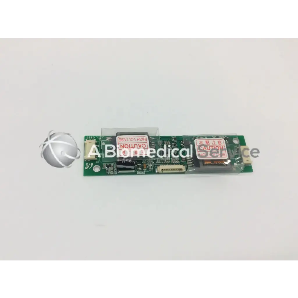 Green circuit board with black components and red warning labels for lcd inverter board gh166a product use