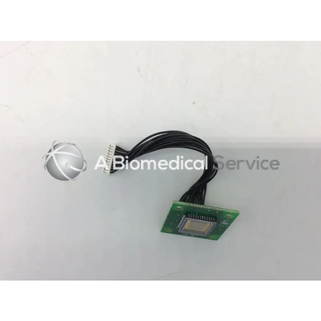 Leica 13950-451 rev a green circuit board bbcc1-6 with rectangular sensor and black flexible cable attached