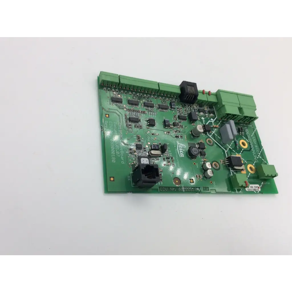 Green printed circuit board with electronic components and connectors for leica cm1950 slave controller pcb board