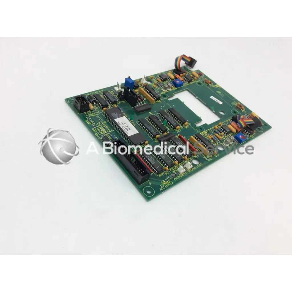Leica A/N 12450-925 board green printed circuit board with black integrated circuits and blue yellow capacitors