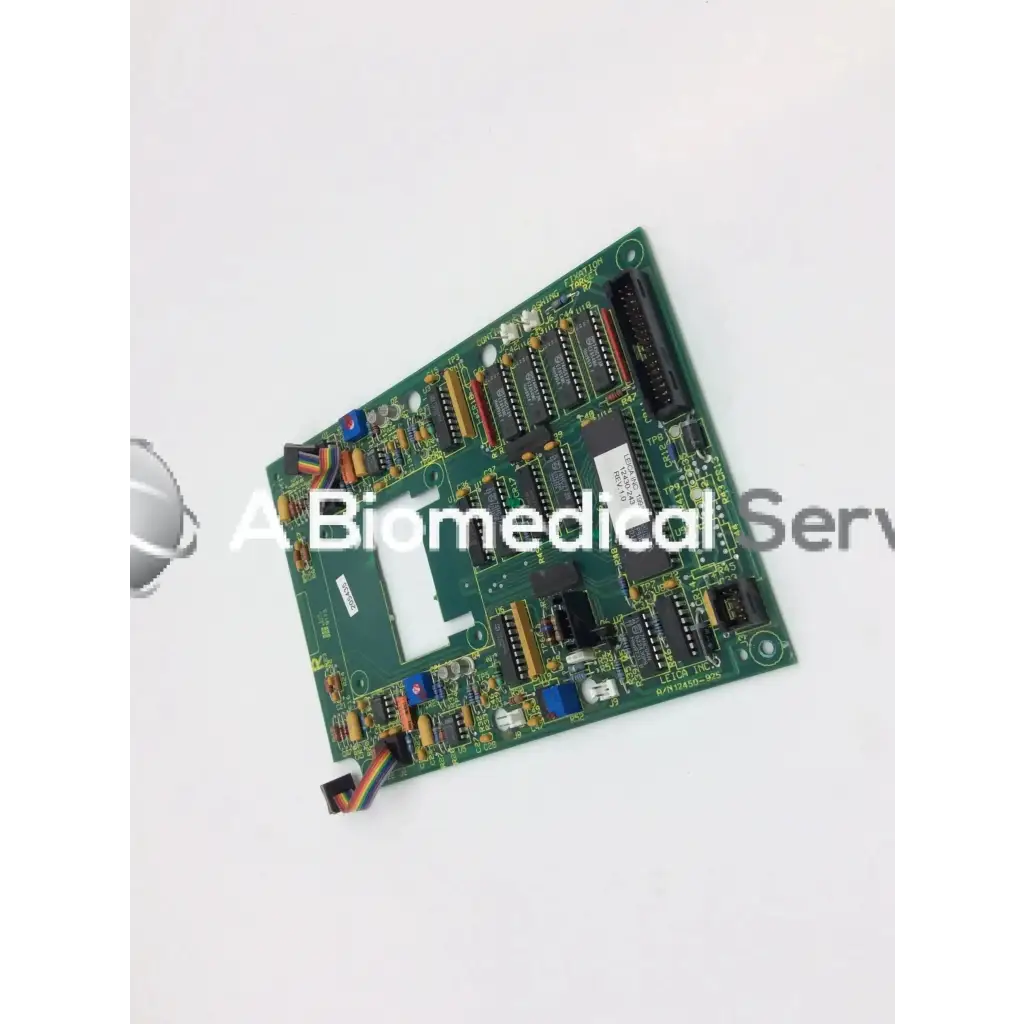 Leica a n 12450 925 board green printed circuit board with black integrated circuits and various electronic components
