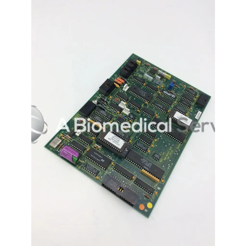 Leica A/N 12450-926 green rectangular circuit board with black integrated circuits purple and orange connectors and white labels