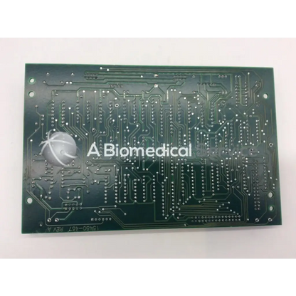 Green rectangular printed circuit board with silver traces and biomedical logo for leica inc a n 12450 457 rev a board