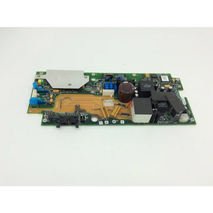 Green printed circuit board of lifepak 12 biphasic module therapy system with capacitors resistors and connectors