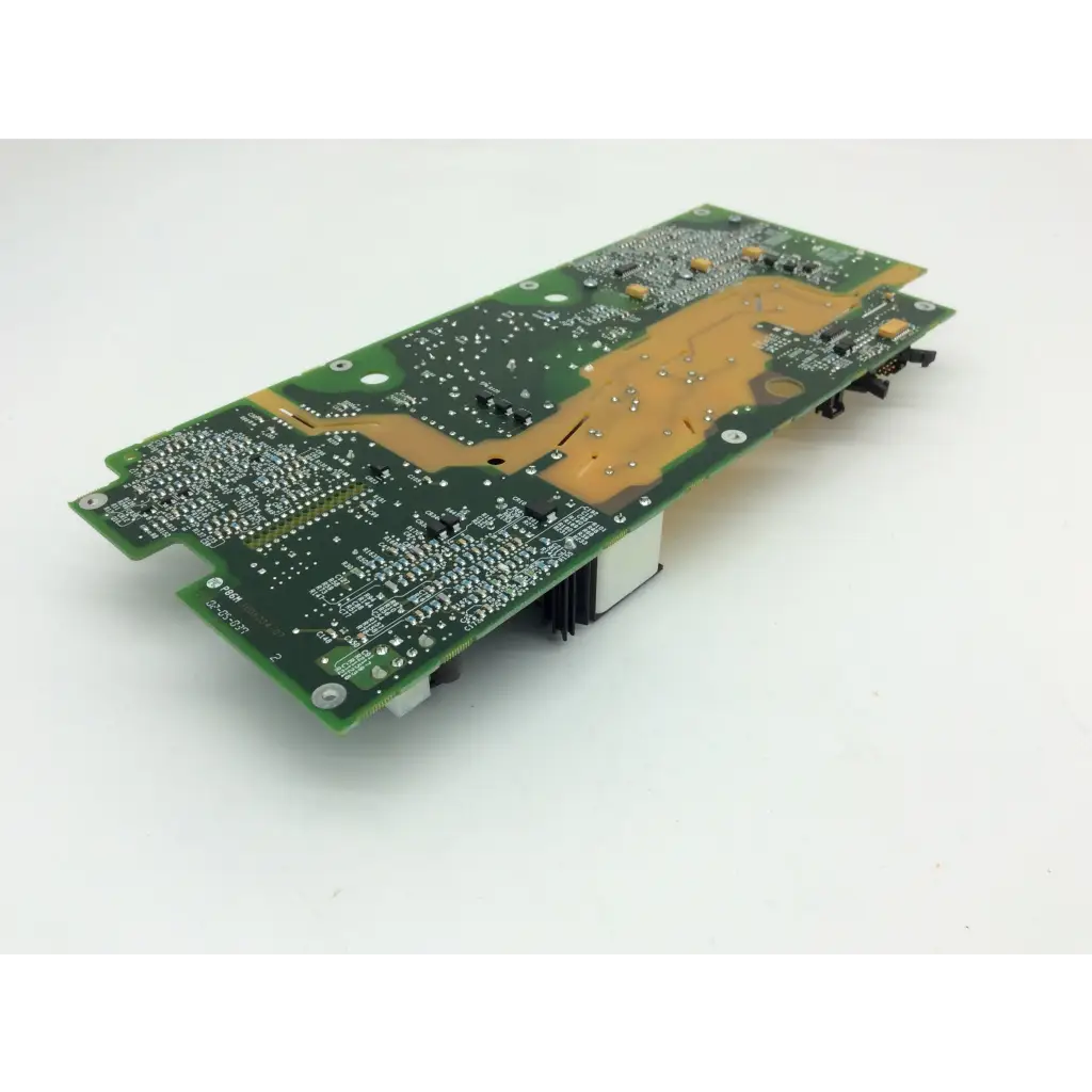 Green pcb board with gold-colored traces and components for Lifepak 12 biphasic module therapy system 3006234-07