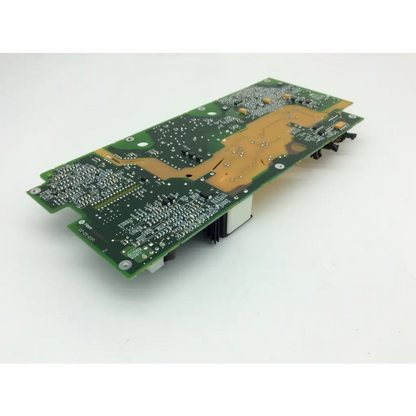 Green pcb board with gold-colored traces and components for Lifepak 12 biphasic module therapy system 3006234-07