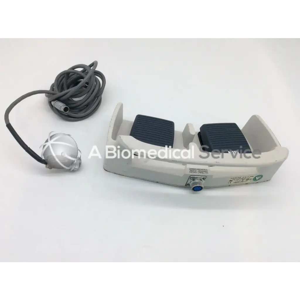 Gray and black linemaster aquiline 971-swnom ultracision harmonic scalpel footswitch with coiled gray cable