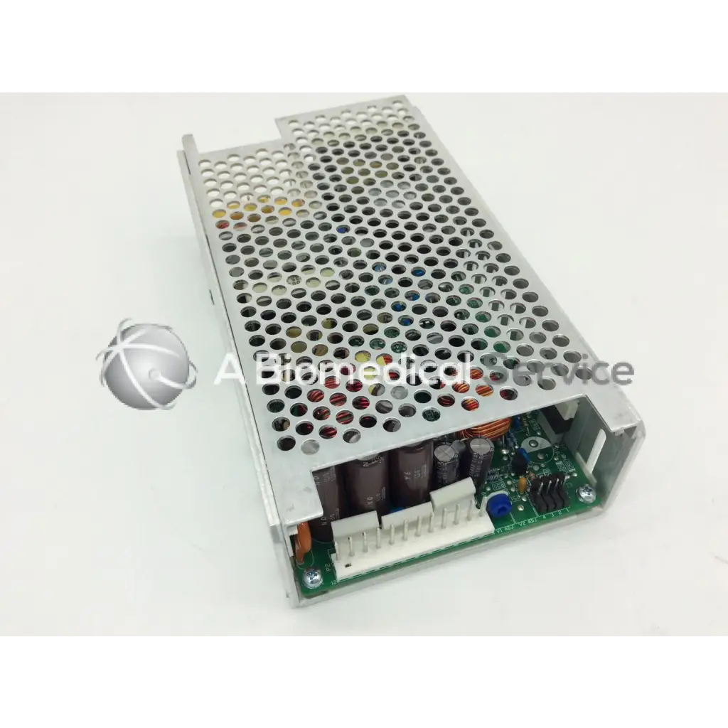 Silver perforated metal power supply unit with visible circuit board featuring ce-150-4102 integrated power design