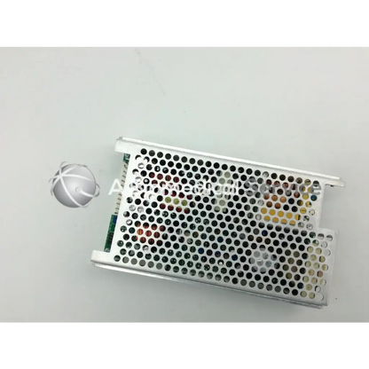 Silver perforated metal power supply unit with visible circuit board featuring ce-150-4102 integrated power design