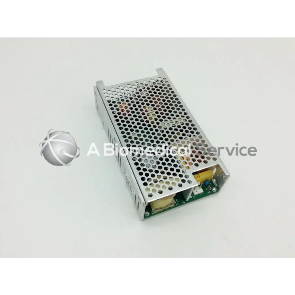 Silver perforated metal power supply unit with visible circuit board and yellow capacitors ce-150-4102 integrated power design