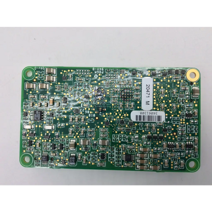 Green rectangular masimo spo2 ms-11 pcb board with electronic components and two white labels for spo2 monitoring