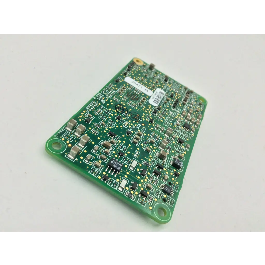 Green rectangular masimo spo2 ms-11 pcb board with electronic components and white barcode label for spo2 monitoring