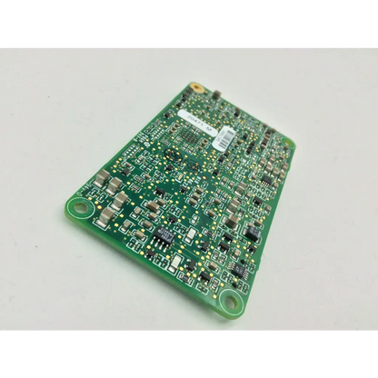 Green rectangular masimo spo2 ms-11 pcb board with electronic components and white barcode label for spo2 monitoring