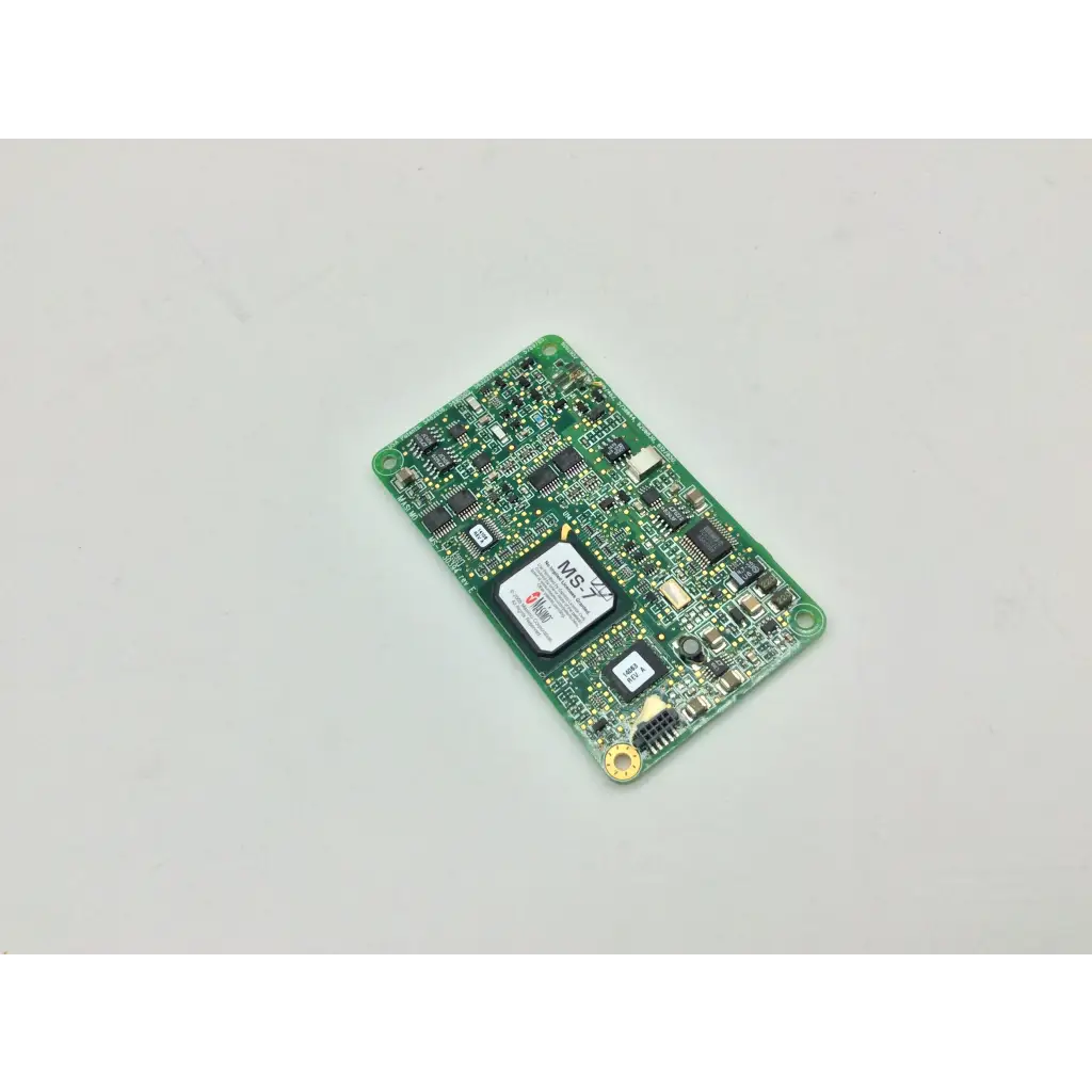 Green rectangular masimo spo2 ms-11 pcb board with electronic components and a white label marked m5 for spo2 monitoring