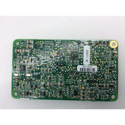 Green rectangular masimo spo2 ms-11 pcb board with electronic components and white labeling stickers for spo2 monitoring