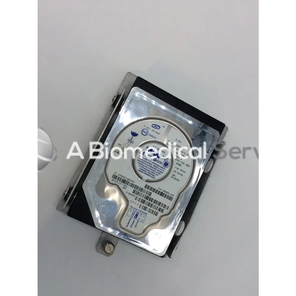 Silver maxtor diamondmax plus8 hard drive 40gb with metallic casing and printed labels for data storage