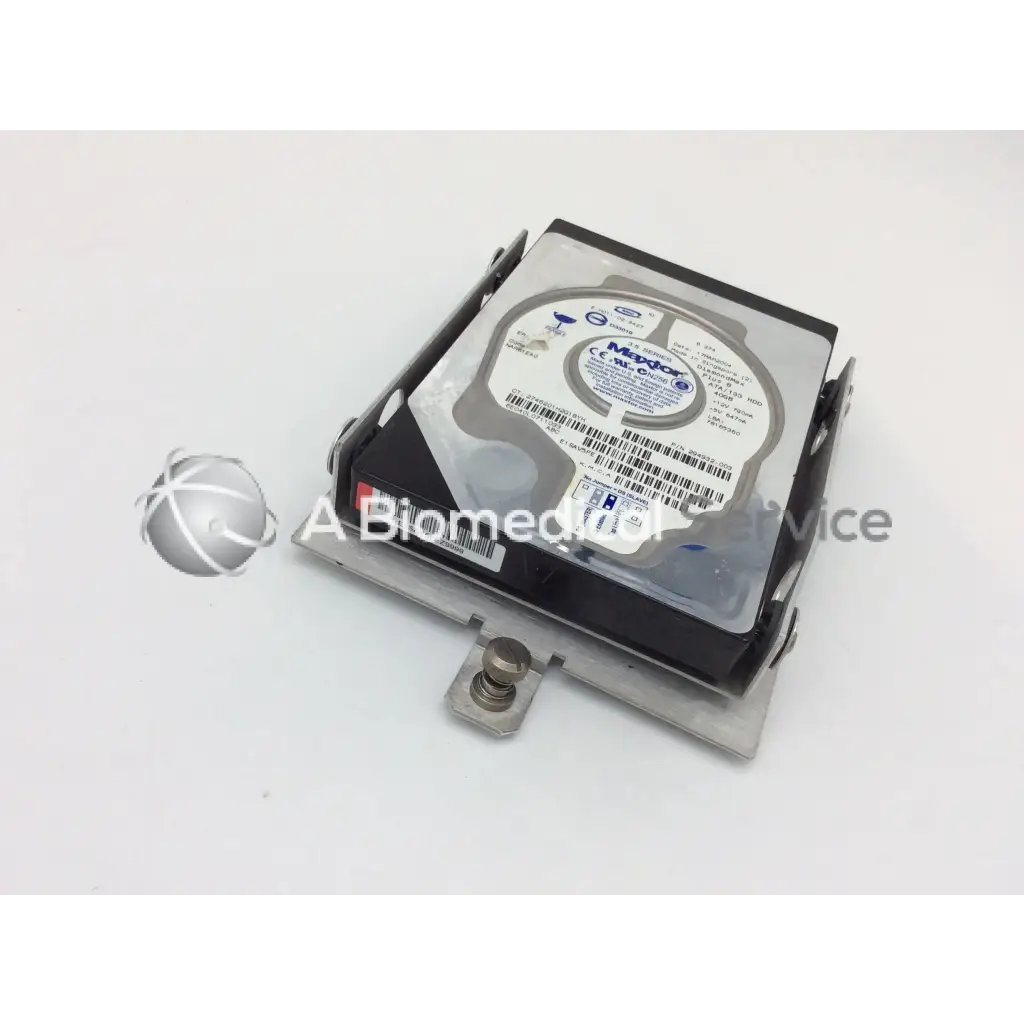 Black and silver maxtor diamondmax plus8 hard drive 40gb with metal mounting bracket for computer storage