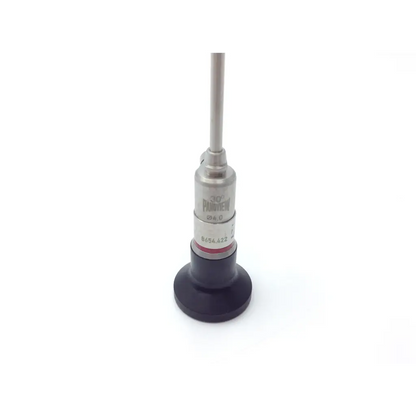 Silver surgical instrument with black rubberized base and engraved markings in med-stor delicate instrument tray p7540