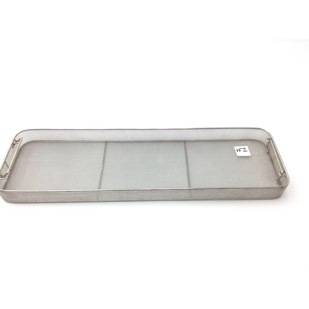 Silver mesh sterilization basket with reinforced handles and three divided compartments for mesh sterilization use