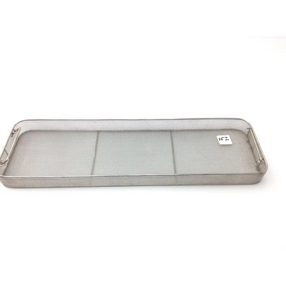 Silver mesh sterilization basket with reinforced handles and three divided compartments for mesh sterilization use