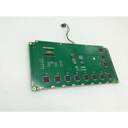 Green rectangular mettler toledo ucst lcd screen assembly cmf1n1721-a1-e circuit board with black chips and gold mounting holes