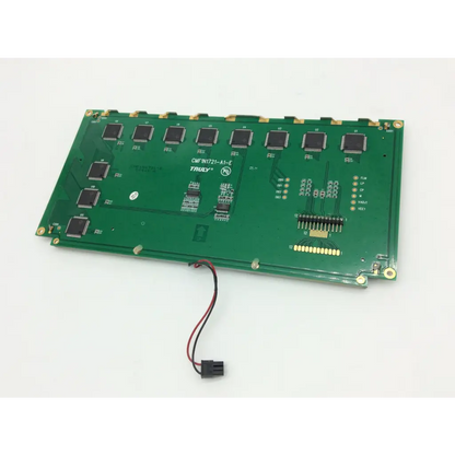 Green rectangular circuit board with black integrated circuits and gold connectors featuring red-black wire for mettler toledo ucst lcd screen assembly cmf1n1721-a1-e