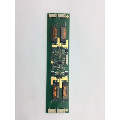 Green rectangular Microsemi rev b backlight inverter circuit board with black and copper electronic components mounted